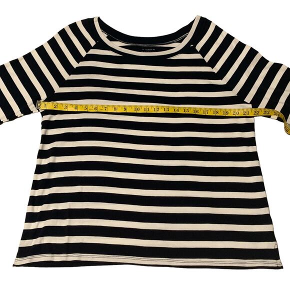 THE TALBOTS TEE size XL Striped Top Pullover Raglan 3/4 Sleeves 100% Cotton - Picture 3 of 6